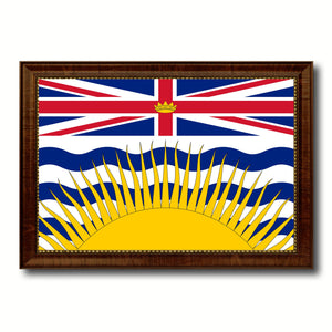 British Columbia Province City Canada Country Flag Canvas Print Brown Picture Frame