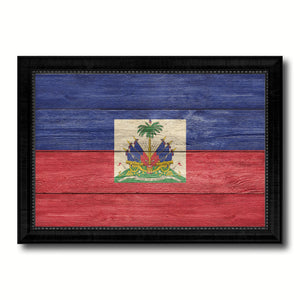 Haiti Country Flag Texture Canvas Print with Black Picture Frame Home Decor Wall Art Decoration Collection Gift Ideas