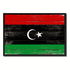 Libya Country National Flag Vintage Canvas Print with Picture Frame Home Decor Wall Art Collection Gift Ideas