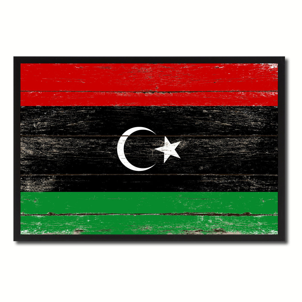 Libya Country National Flag Vintage Canvas Print with Picture Frame Home Decor Wall Art Collection Gift Ideas