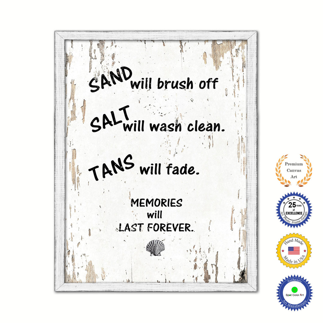 Sand Will Brush Off Salt Will Wash Clean Vintage Saying Gifts Home Decor Wall Art Canvas Print with Custom Picture Frame