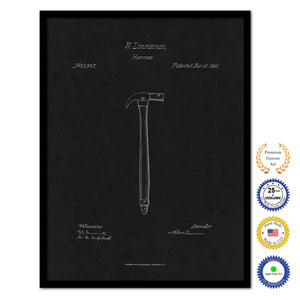 1868 Hammer Old Patent Art Print on Canvas Custom Framed Vintage Home Decor Wall Decoration Great for Gifts