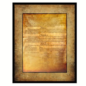 Constitution We The People Canvas Print Home Decor Wall Art, Brown, Black Framed