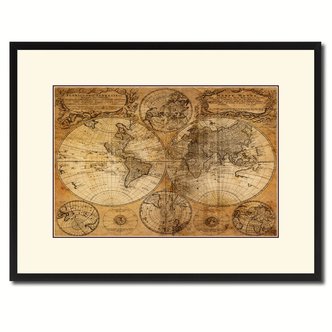 World Vintage Antique Map Wall Art Home Decor Gift Ideas Canvas Print Custom Picture Frame