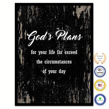 Load image into Gallery viewer, God&#39;s plans for your life far exceed the circumstances of your day Bible Verse Scripture Quote Black Canvas Print with Picture Frame
