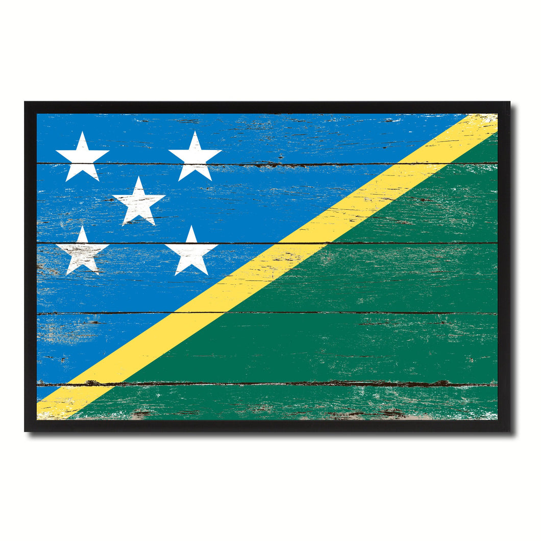 Solomon Islands Country National Flag Vintage Canvas Print with Picture Frame Home Decor Wall Art Collection Gift Ideas