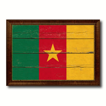 Load image into Gallery viewer, Cameroon Country Flag Vintage Canvas Print with Brown Picture Frame Home Decor Gifts Wall Art Decoration Artwork
