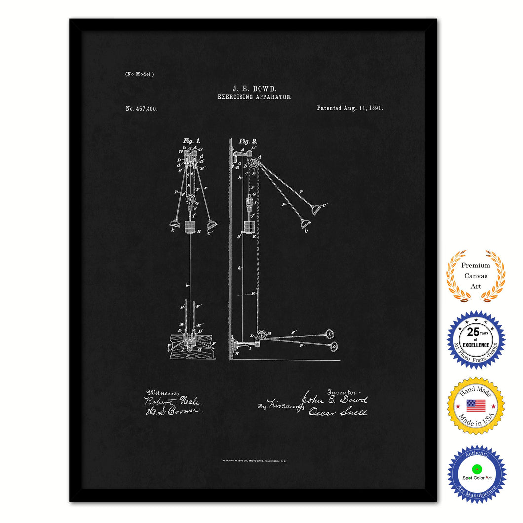 1891 Exercising Apparatus Old Patent Art Print on Canvas Custom Framed Vintage Home Decor Wall Decoration Great for Gifts