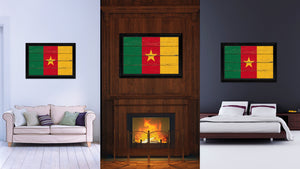Cameroon Country Flag Vintage Canvas Print with Black Picture Frame Home Decor Gifts Wall Art Decoration Artwork