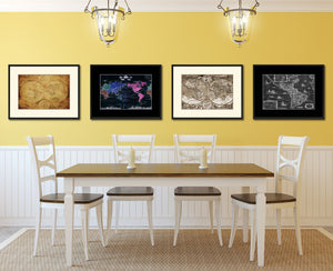 The World Circa Vintage Antique Map Wall Art Home Decor Gift Ideas Canvas Print Custom Picture Frame