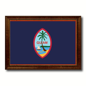 Guam US Territory Flag Canvas Print Brown Picture Frame