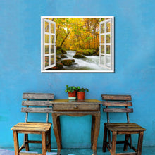 Load image into Gallery viewer, Autumn River Picture French Window Framed Canvas Print Home Decor Wall Art Collection
