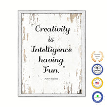 Load image into Gallery viewer, Creativity is intelligence having fun Vintage Saying Gifts Home Decor Wall Art Canvas Print with Custom Picture Frame

