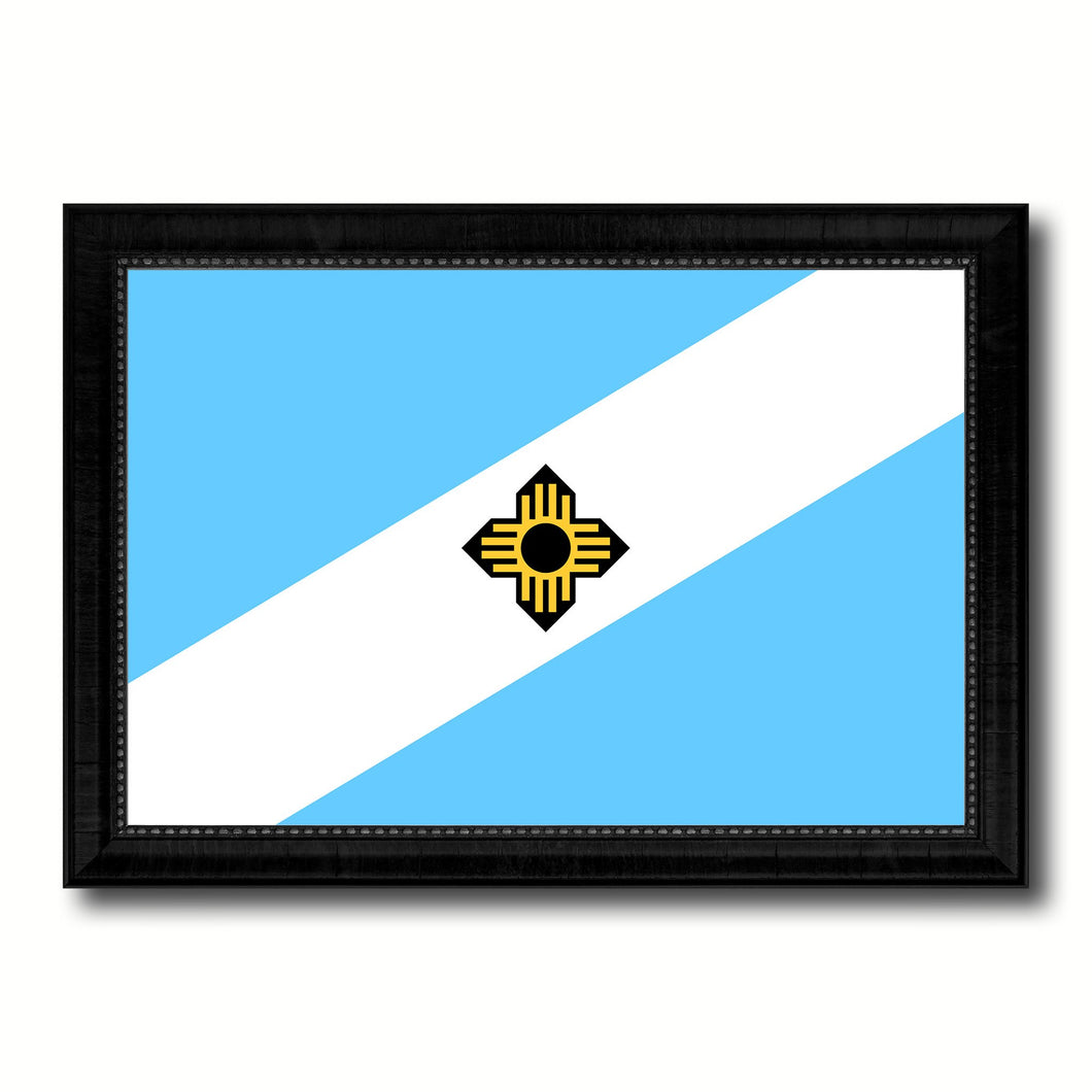 Madison City Wisconsin State Flag Canvas Print Black Picture Frame