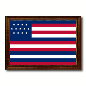 Serapis John Paul Joans Historical Revolutionary flag Canvas Print with Brown Picture Frame Home Decor Wall Art Gift Ideas