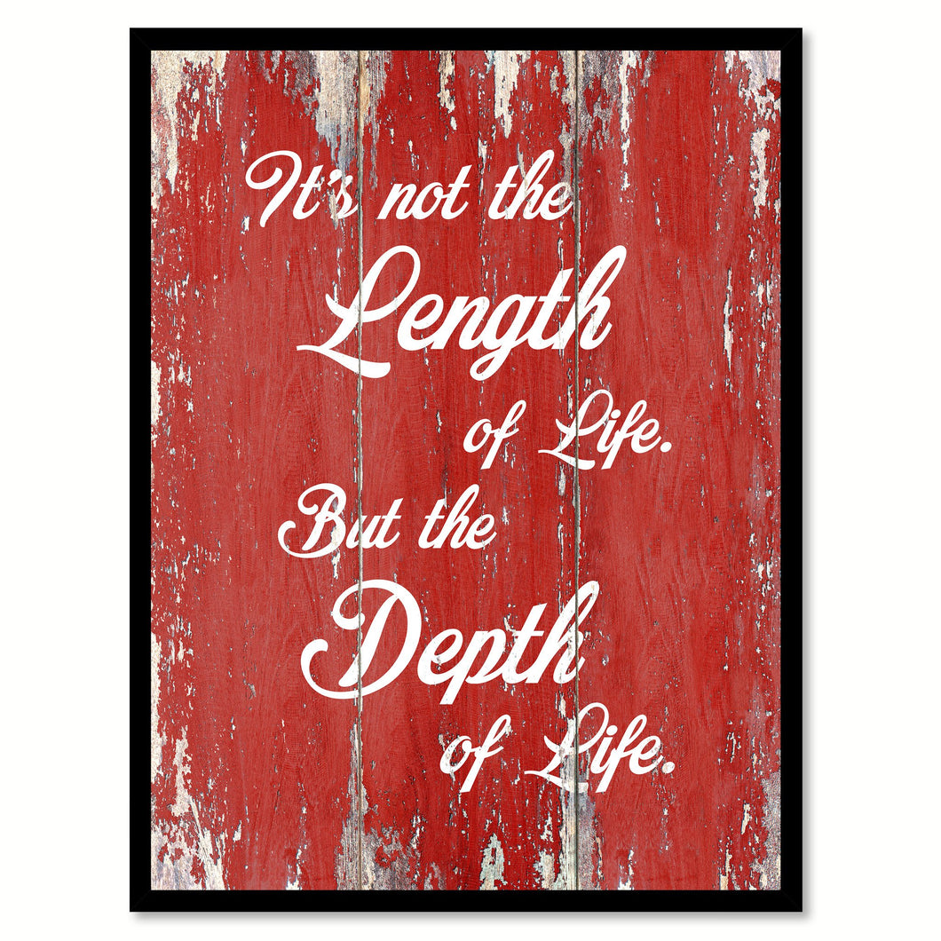 It's not the length of life but the depth of life - Ralph Waldo Emerson Saying Gifts Home Decor Wall Art Canvas Print with Custom Picture Frame, Red