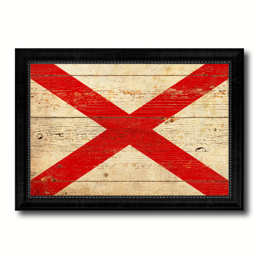 Alabama State Vintage Flag Canvas Print with Black Picture Frame Home Decor Man Cave Wall Art Collectible Decoration Artwork Gifts