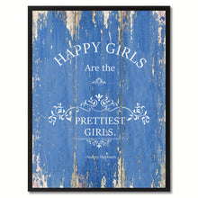 Load image into Gallery viewer, Happy girls are the prettiest girls - Audrey Hepburn Vintage Saying Gifts Home Decor Wall Art Canvas Print with Custom Picture Frame, Blue
