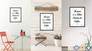 A Yawn Is A Silent Scream For Coffee Quote Saying Canvas Print Black Picture Frame Wall Art Gift Ideas
