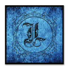 Load image into Gallery viewer, Alphabet L Blue Canvas Print Black Frame Kids Bedroom Wall Décor Home Art
