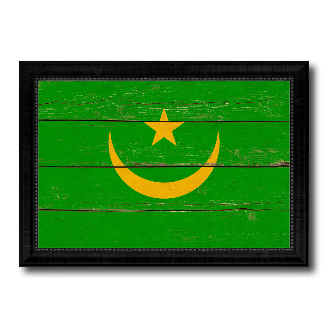 Mauritania Country Flag Vintage Canvas Print with Black Picture Frame Home Decor Gifts Wall Art Decoration Artwork