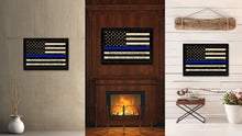Load image into Gallery viewer, Law Enforcement Thin Blue Line Flag With Mathew 5:9 USA Flag Vintage Canvas Print with Black Picture Frame Home Decor Wall Art Decoration Gift Ideas
