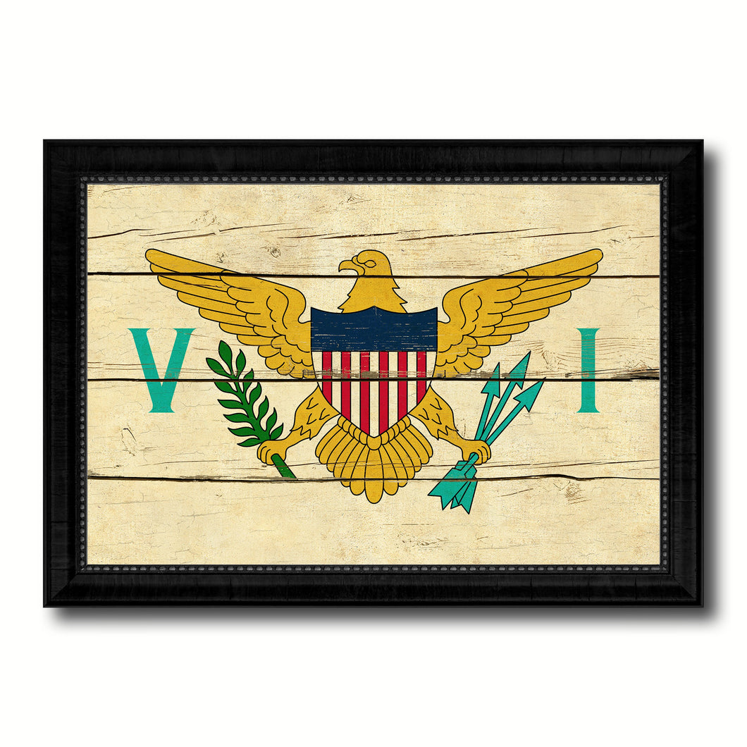 Virgin Islands Country Flag Vintage Canvas Print with Black Picture Frame Home Decor Gifts Wall Art Decoration Artwork