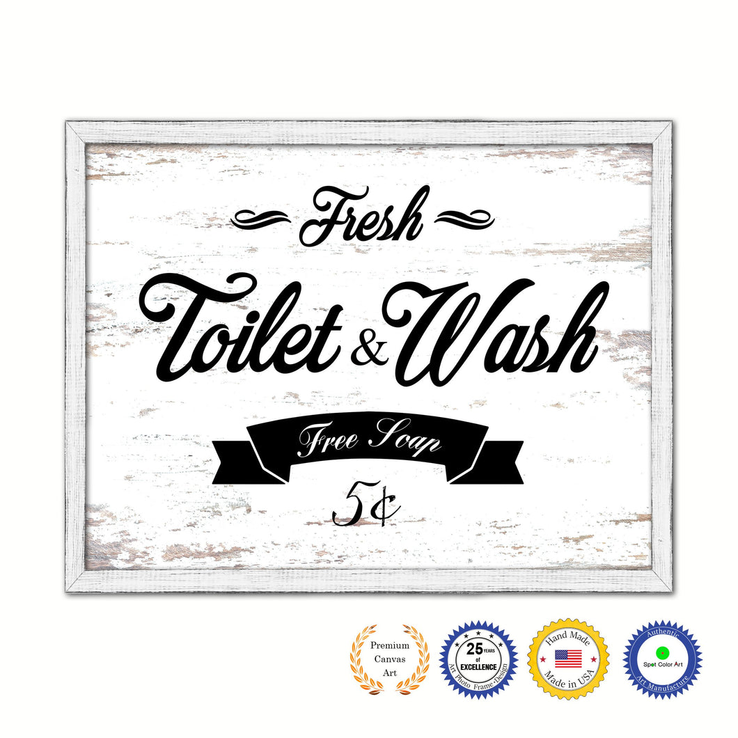 Fresh Toilet & Wash Vintage Sign Gifts Home Decor Wall Art Canvas Print with Custom Picture Frame