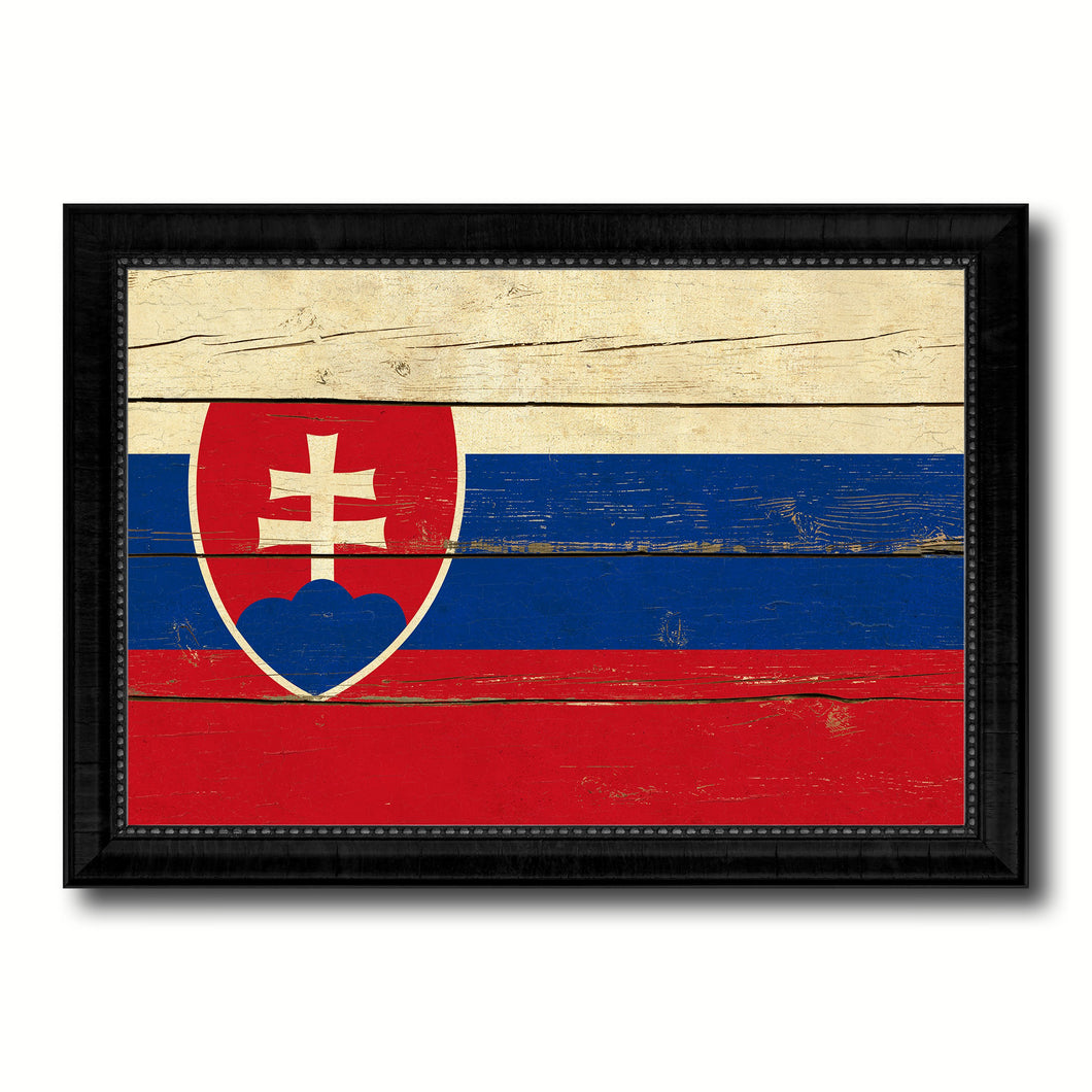 Slovakia Country Flag Vintage Canvas Print with Black Picture Frame Home Decor Gifts Wall Art Decoration Artwork