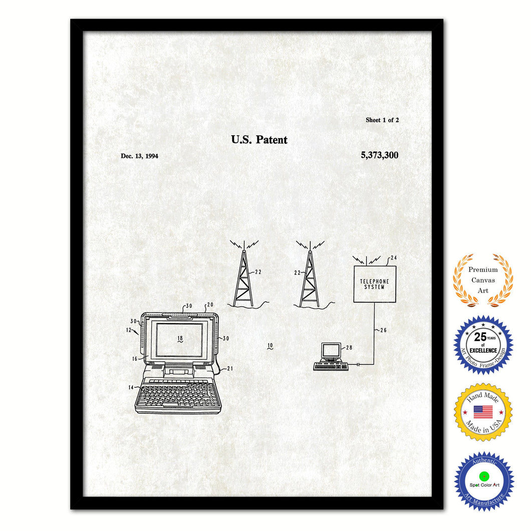 1994 Mobile data terminal with external antenna Old Patent Art Print on Canvas Custom Framed Vintage Home Decor Wall Decoration Great for Gifts