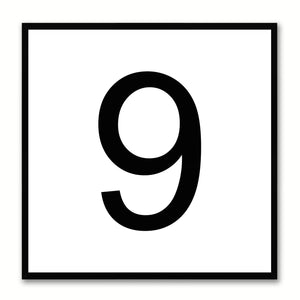 Number 9 White Canvas Print Black Frame Kids Bedroom Wall Décor Home Art