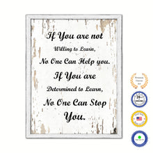 Load image into Gallery viewer, If You Are Not Willing To Learn No One Can Help You Vintage Saying Gifts Home Decor Wall Art Canvas Print with Custom Picture Frame
