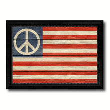 Load image into Gallery viewer, Peace Sign American Military Flag Texture Canvas Print with Black Picture Frame Gift Ideas Home Decor Wall Art
