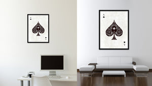 Ace Spades Poker Decks of Vintage Cards Print on Canvas Black Custom Framed