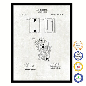 1876  Playing Cards Face Poker Game Old Patent Art Print on Canvas Custom Framed Vintage Home Decor Wall Decoration Great for Gifts