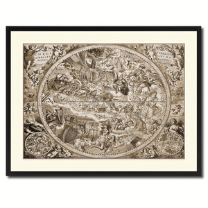 Christian Celestial Hemisphere Vintage Sepia Map Canvas Print, Picture Frame Gifts Home Decor Wall Art Decoration