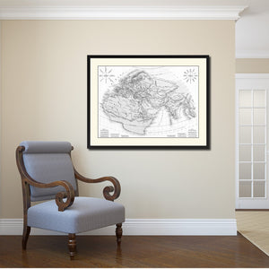 World In The Time Of Ptolomy Vintage B&W Map Canvas Print, Picture Frame Home Decor Wall Art Gift Ideas