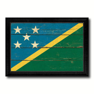 Solomon Island Country Flag Vintage Canvas Print with Black Picture Frame Home Decor Gifts Wall Art Decoration Artwork