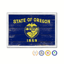 Load image into Gallery viewer, Oregon State Flag Shabby Chic Gifts Home Decor Wall Art Canvas Print, White Wash Wood Frame
