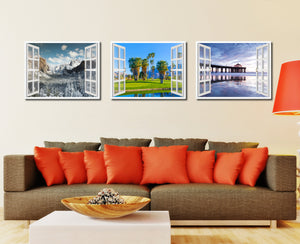 Palm Springs California Golf Course Picture French Window Framed Canvas Print Home Decor Wall Art Collection