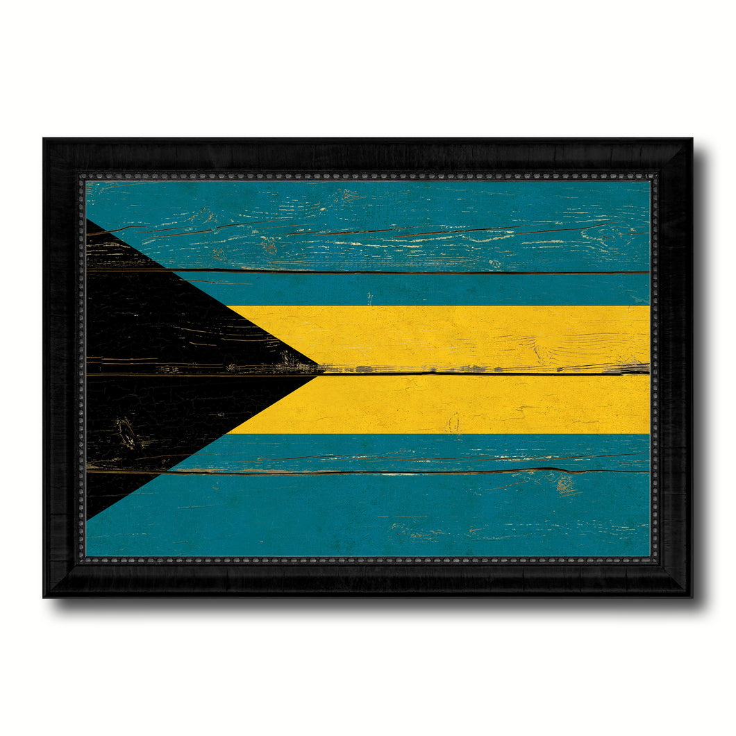 Bahama Country Flag Vintage Canvas Print with Black Picture Frame Home Decor Gifts Wall Art Decoration Artwork