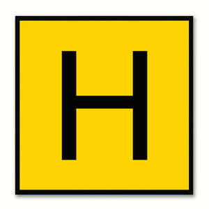 Alphabet H Yellow Canvas Print Black Frame Kids Bedroom Wall Décor Home Art
