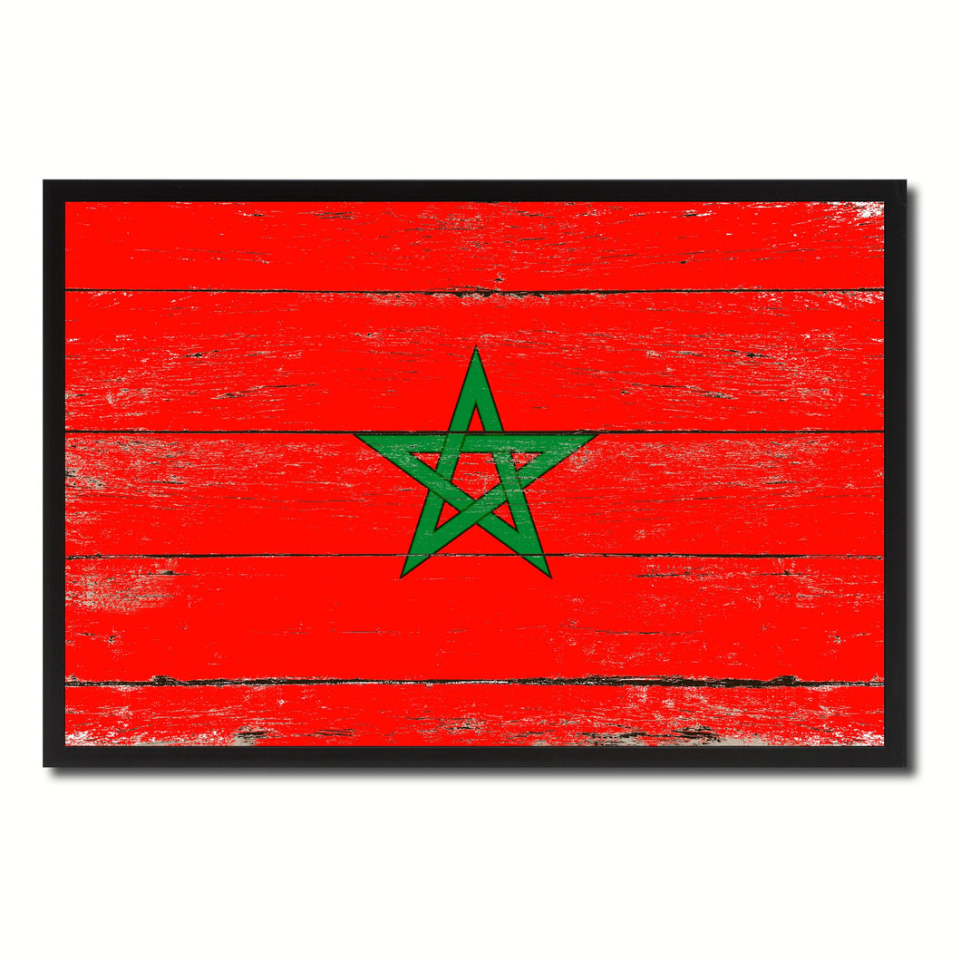Morocco Country National Flag Vintage Canvas Print with Picture Frame Home Decor Wall Art Collection Gift Ideas