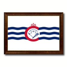 Load image into Gallery viewer, Cincinnati City Ohio State Flag Canvas Print Brown Picture Frame
