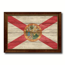 Load image into Gallery viewer, Florida State Flag Texture Canvas Print with Brown Picture Frame Gifts Home Decor Wall Art Collectible Decoration
