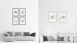 1922 Flying Machine Antique Patent Artwork Silver Framed Canvas Print Home Office Decor Great for Pilot Gift