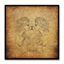 Load image into Gallery viewer, Zodiac Gemini Horoscope Brown Canvas Print, Black Custom Frame
