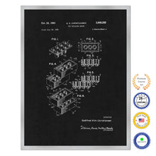 Load image into Gallery viewer, 1961 Legos Building Block Old Patent Art Print on Canvas Custom Framed Vintage Home Decor Wall Decoration Great for Gifts
