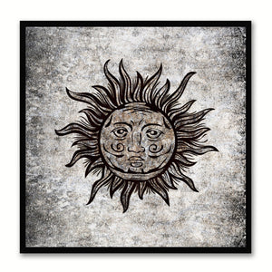 Sun Horoscope Canvas Print Black Custom Frame Home Decor Wall Art