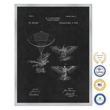 Load image into Gallery viewer, 1889 Flying Machine Antique Patent Artwork Silver Framed Canvas Home Office Decor Great for Pilot Gift
